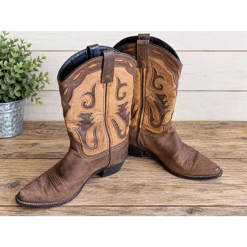 Justin 4500 Women's Western Cowboy Boots Brown Leather Embroidered Sz 9M